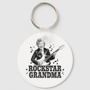 Rockstar Grandma  – Fun and Retro Music Design Key Ring