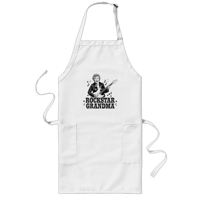 Rockstar Grandma  – Fun and Retro Music Design Long Apron (Front)