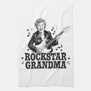 Rockstar Grandma – Fun and Retro Music Design Tea Towel