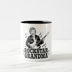 Rockstar Grandma – Fun and Retro Music Design Two-Tone Coffee Mug