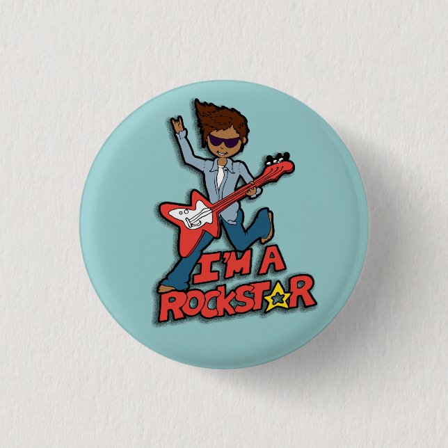 Rockstar guitar boy blue button (Front)