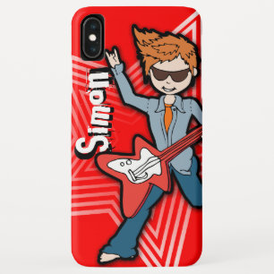 Rockstar guitar boy red custom name iPhone XS max case