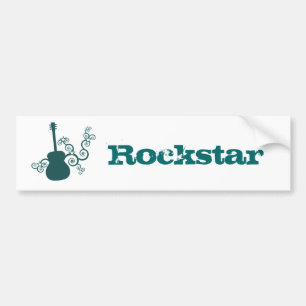 Rockstar Guitar Bumper Sticker, Dark Teal Bumper Sticker