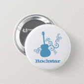 Rockstar Guitar Button, LightTurquoise2 6 Cm Round Badge (Front & Back)