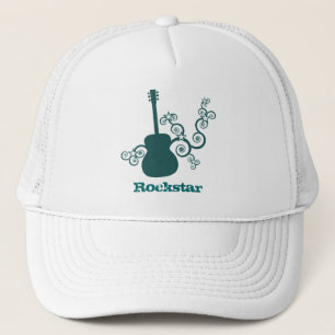 Rockstar Guitar Hat, Dark Teal Trucker Hat