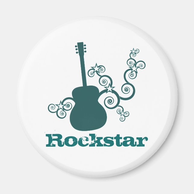 Rockstar Guitar Magnet, Dark Teal Magnet (Front)