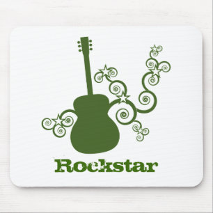 Rockstar Guitar Mousepad, Green Mouse Mat