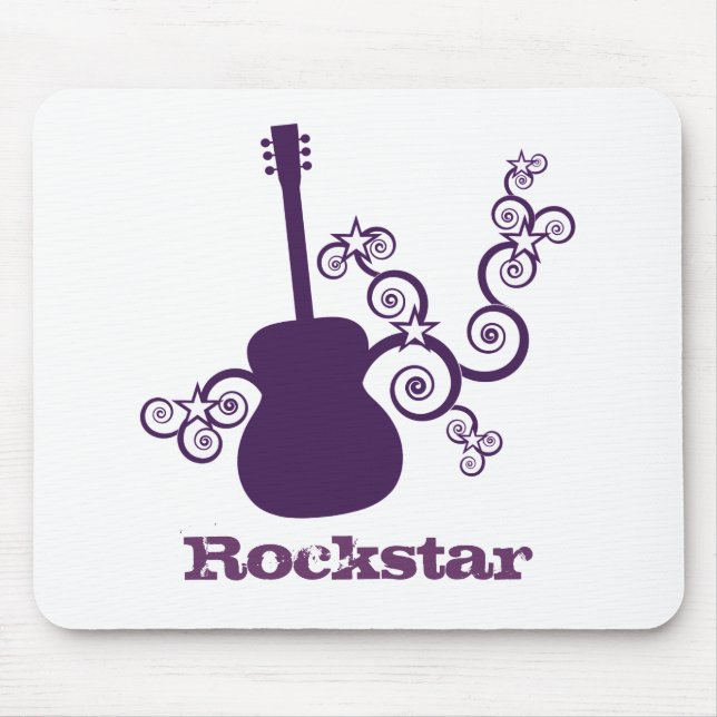 Rockstar Guitar Mousepad, Purple Mouse Mat (Front)