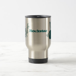 Rockstar Guitar Mug, Dark Teal Travel Mug