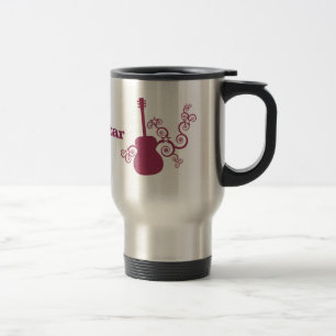 Rockstar Guitar Mug, Fuchsia Travel Mug