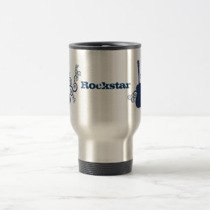 Rockstar Guitar Mug, Royal Blue Travel Mug