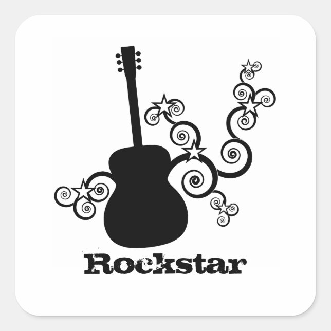 Rockstar Guitar Square Stickers (Front)