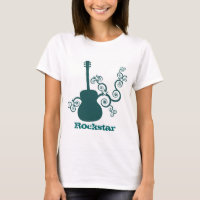 Rockstar Guitar Woman's Shirt, Dark Teal