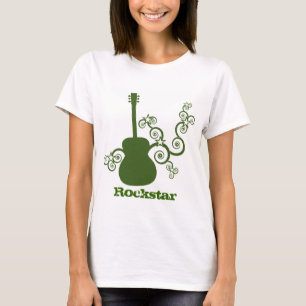 Rockstar Guitar Woman's Shirt, Green T-Shirt