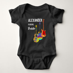 rockstar guitarist colourful guitar baby bodysuit