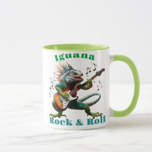 Rockstar Iguana in a Colourful Music Burst Mug