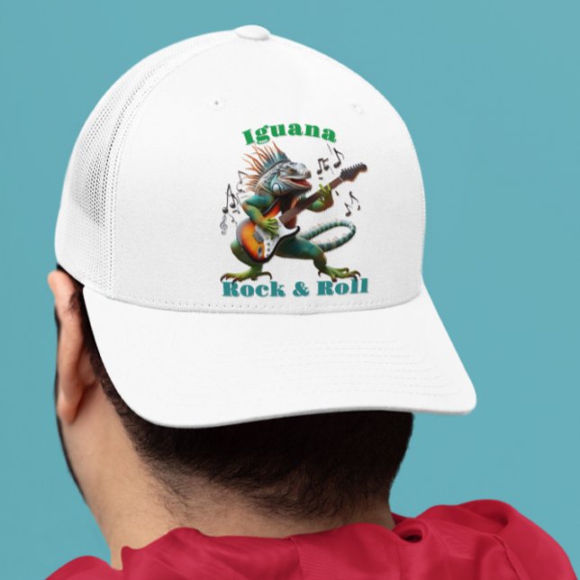 Rockstar Iguana in a Colourful Music Burst Trucker Hat (Creator Uploaded)