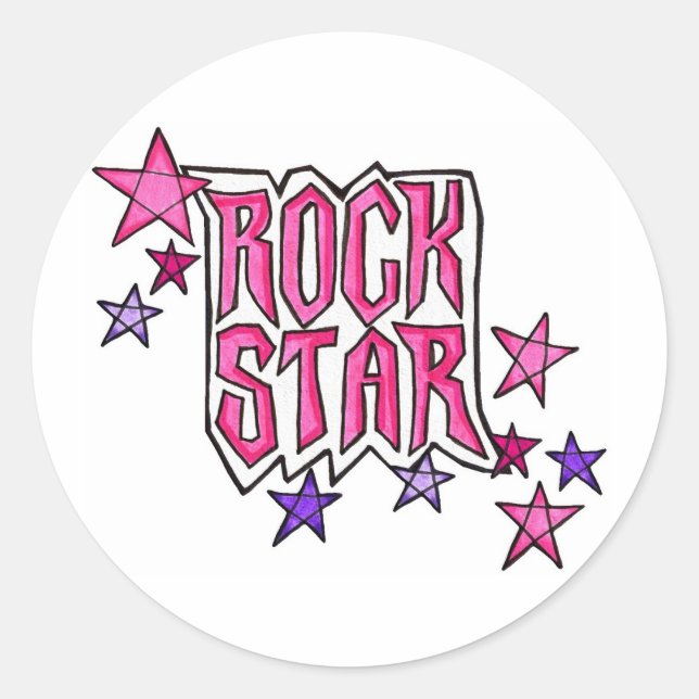 RockStar in PInk Classic Round Sticker (Front)