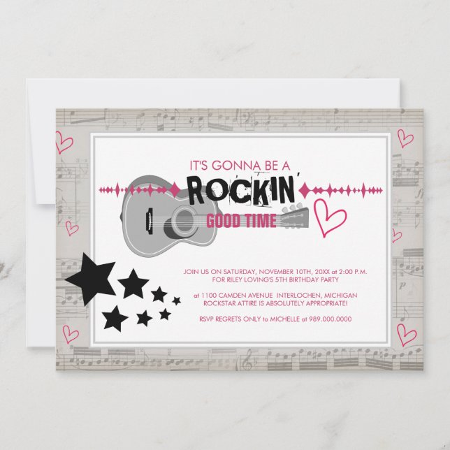 Rockstar Kids Birthday Party Invitations (Front)