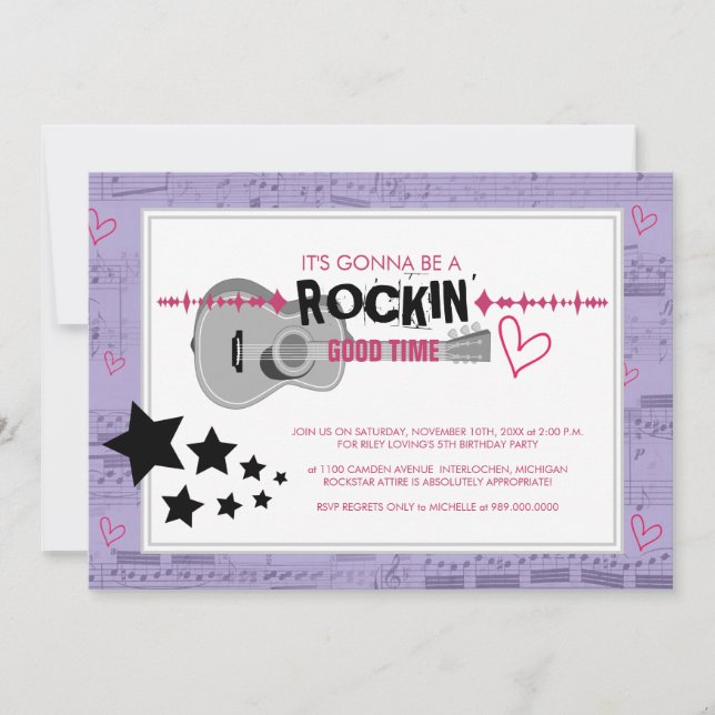 Rockstar Kids Birthday Party Invitations (Front)