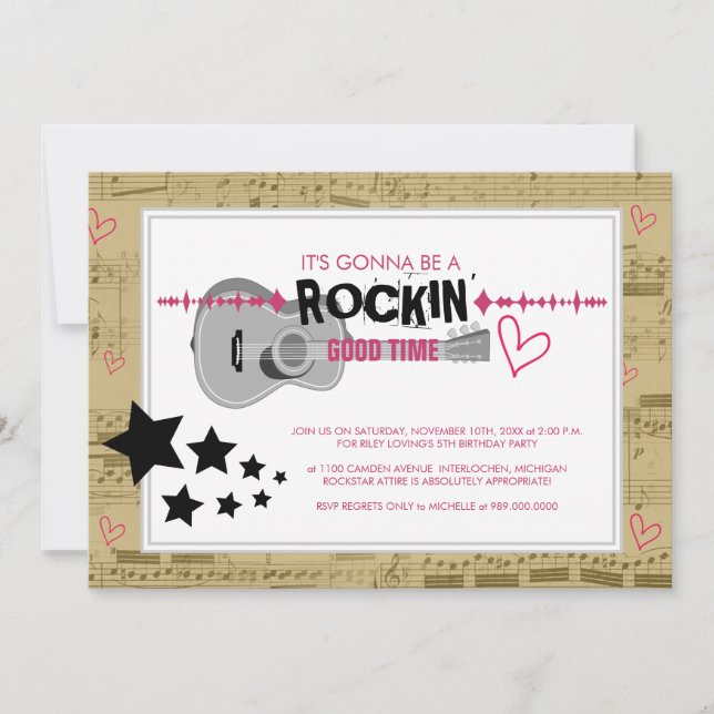 Rockstar Kids Birthday Party Invitations (Front)