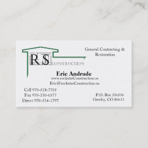 ROCKSTAR Logo, Rockstar Construction, Eric Andr... Business Card