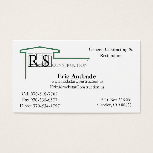 ROCKSTAR Logo, Rockstar Construction, Eric Andr... Business Card