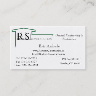 ROCKSTAR Logo, Rockstar Construction, Eric Andr... Business Card