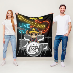 Rockstar Monkey Print Fleece Blanket