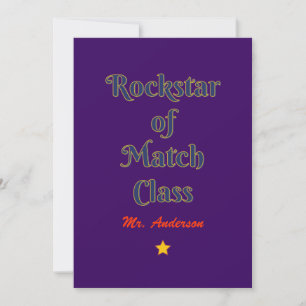 Rockstar of match class thank you card