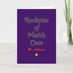 Rockstar of match class thank you card