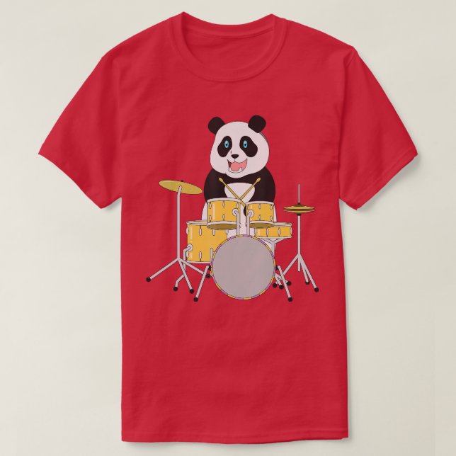 Rockstar Panda Safari Zoo Animal Drummer Drums Pla T-Shirt (Design Front)