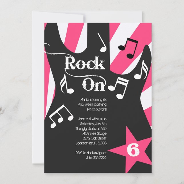 Rockstar Party Invitatation Invitation (Front)