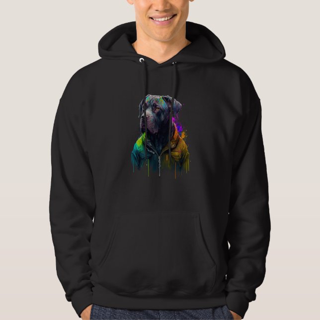 Rockstar portrait italian mastiff Cane Corso Hoodie (Front)