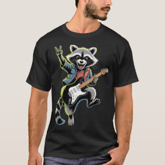 Rockstar Raccoon with Electric Guitar vintage fami T-Shirt