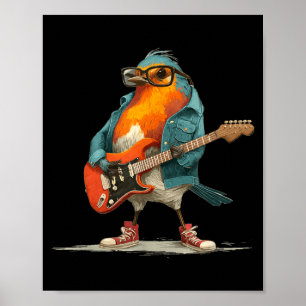 Rockstar Robin Bird with Jacket and E-Guitar Poster