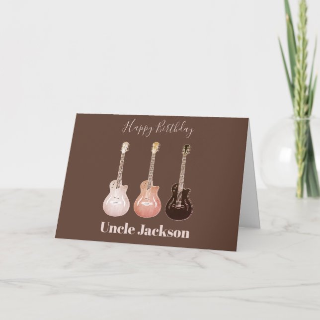 Rockstar Rustic Acoustic Guitars Personalise Uncle Card (Front)