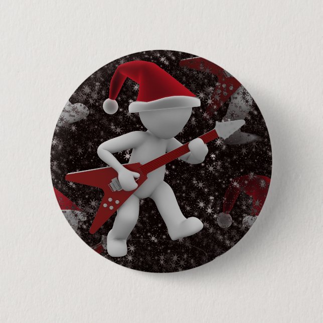 rockstar santa 6 cm round badge (Front)