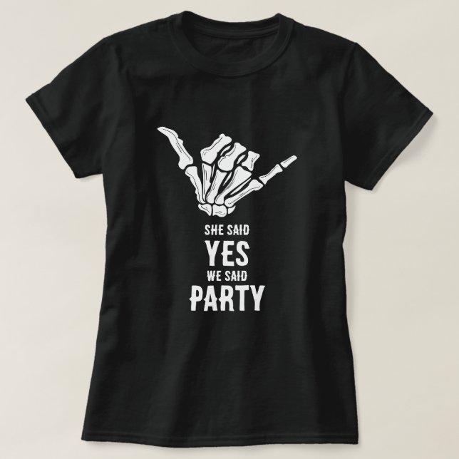 Rockstar Skeleton Bride Squad Black Crop Top (Design Front)