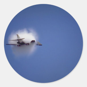 Rockwell B1-B, at sound barrier, with vapour Classic Round Sticker