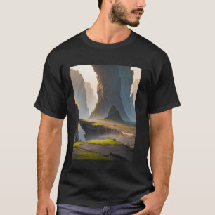 Rocky Area Cliff Moss Mist Shadow Valley T-Shirt