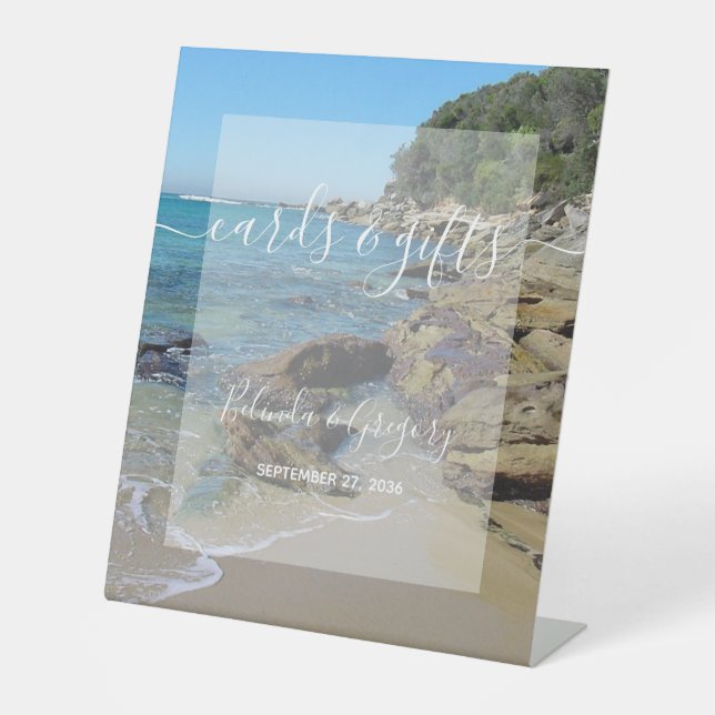 Rocky Beach Wedding Cards & Gifts  Pedestal Sign (Front)
