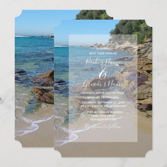 Rocky Beach Wedding Invitations (Front/Back)
