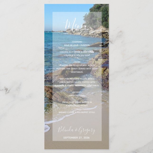 Rocky Beach Wedding Menu (Front)