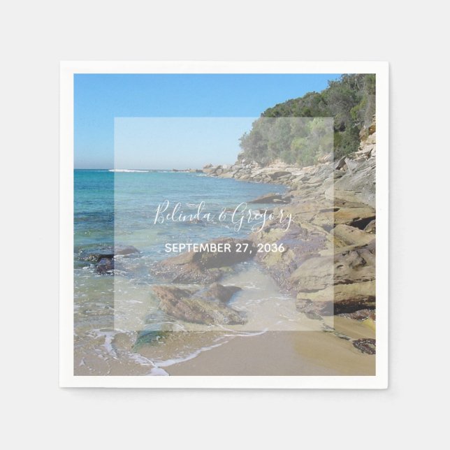 Rocky Beach Wedding  Napkin (Front)