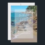 Rocky Beach Wedding Save The Date<br><div class="desc">This beach design features a rocky shoreline. The picturesque setting combines greenery, blue ocean, rocky coastline and golden sand. The wording is elegantly framed with a simple white opaque border background. This is the perfect beach destination wedding design ideal for a summer or seaside wedding. Elegant and romantic beach wedding...</div>
