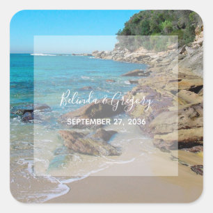 Rocky Beach Wedding  Square Sticker