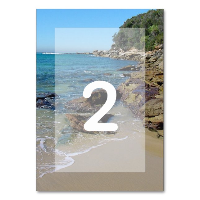 Rocky Beach Wedding Table Number (Front)