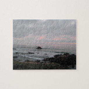 Rocky Cambria, California,  Coastline at Sunset Jigsaw Puzzle