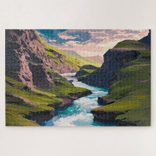 Rocky Cliffs and Running Water  Jigsaw Puzzle